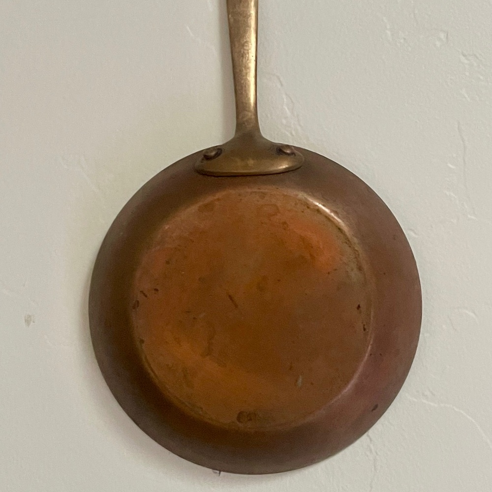 Copper and Brass Antique Vintage Primitive Small Cooking Skillet/Pan